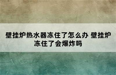 壁挂炉热水器冻住了怎么办 壁挂炉冻住了会爆炸吗